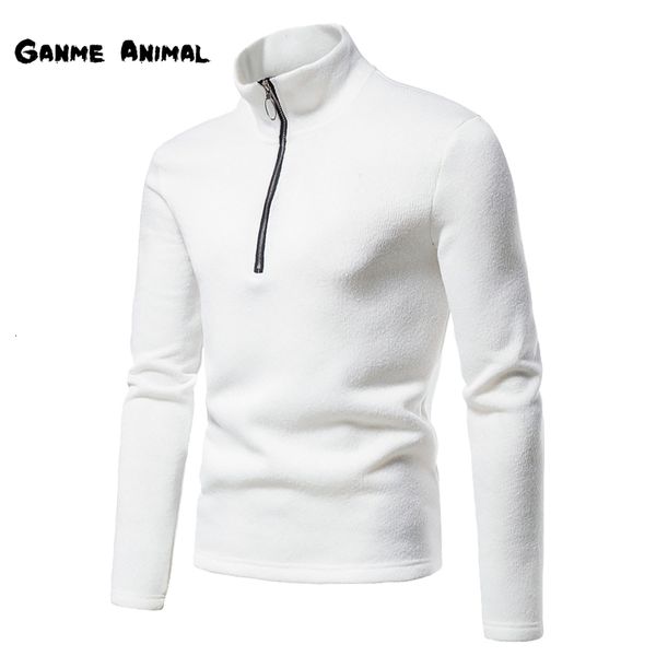 Pulls pour hommes Pull chaud à glissière Veste d'hiver Couleur unie Col haut Sweat-shirts Pullover Pulls Oversize Col roulé Tricoté S-3XL 221117