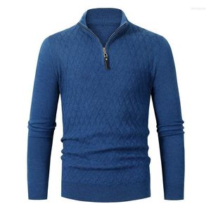 Herentruien Weiluo herenkwartier zip trui slanke fit casual gebreide coltrui pullover mock nek polo