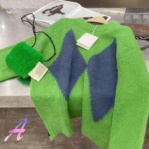 Pulls pour hommes Welldone Pull de haute qualité Mode Diamant Modèle Cardigan Col rond Pull Vert Patchwork Welldone Knit Sweatshirts T220906