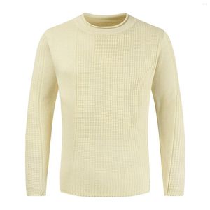 Pulls pour hommes Pull blanc Automne Hiver Couleur Solide Pull Tops O-Cou Tricoté Tunique à manches longues en peluche Tricots Chemises surdimensionnées