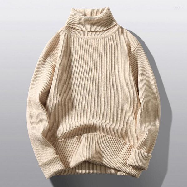 Pulls pour hommes en gros 2024 automne et hiver solide col haut sous-couche tricots mode décontracté vêtements masculins à l'extérieur