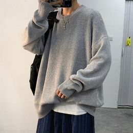 Мужские свитера Wildyak, однотонный свитер в корейском стиле с круглым вырезом, повседневный осенний свободный мужской вязаный пуловер, базовый трикотаж Begu22