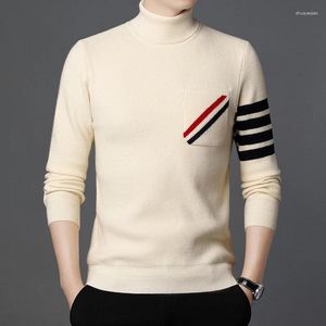 Pulls pour hommes Vêtements d'hiver Pull tricoté Pull à revers en vrac Jeunesse Mode Urbaine Européenne Américaine Simple Corée du Sud Tendance