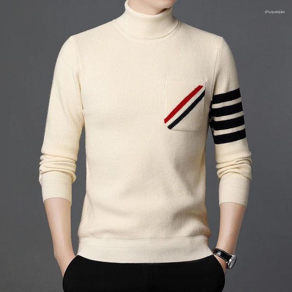 Pulls pour hommes Vêtements d'hiver Pull tricoté Pull à revers en vrac Jeunesse Mode Urbaine Européenne Américaine Simple Corée du Sud Tendance