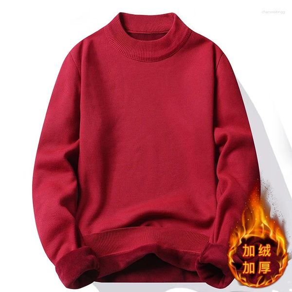 Sweaters para hombres Ropa de invierno suéter de medio cuello de la juventud suelta Ciudad de moda simple Corea del Sur Cálido Autumn Spring espesor 4xl