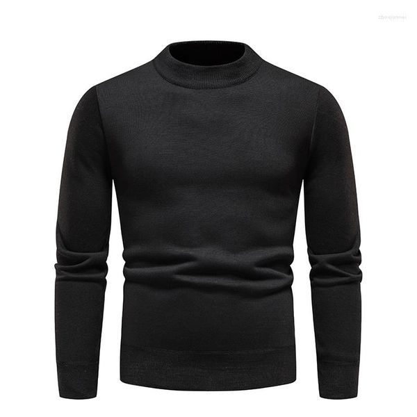 Pulls pour hommes hiver mode couleur unie pull pull décontracté polyvalent mâle chaud hommes