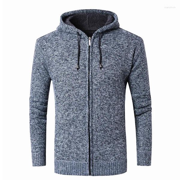 Suéteres para hombres Cárdigan con capucha de invierno Suéter 2024 Ropa exterior Tendencia Felpa engrosada Manga larga