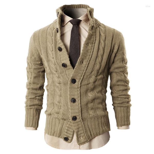 Pulls pour hommes Cardigan tricoté d'hiver de haute qualité Pull à col vertical à la mode