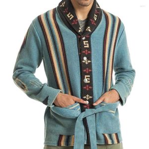 Ponts-pulls masculins Luxury Luxury Vintage Imprimé en tricot en tricot Sweatercoat à manches longues Bouton de street