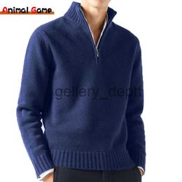 Men's Sweaters Winter Men Turtlenecks Half Zipper Sweaters Knitwear Spring Pullovers Solid Color Long Sleeved Tops Male Casual Daily Warm Coats J230920