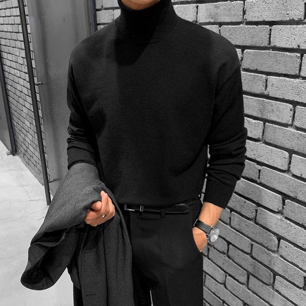 Pulls pour hommes Hiver Hommes Vintage Pull Turtleneck Couleur Solide Mâle Fit Pull tricoté Lâche Harajuku Mens Rétro Vêtements Z193