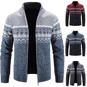 Herentruien Winterstandaard Kraag Cardigan Casual losse jas fleece dikke wollen gebreide trui hellende zak zipper