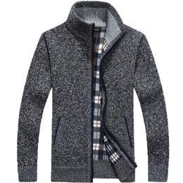 Мужские свитера, зимний толстый вязаный свитер, пальто, белый кардиган с длинными рукавами, флисовый флисовый свитер с полной молнией, мужская повседневная одежда больших размеров на осень 231011