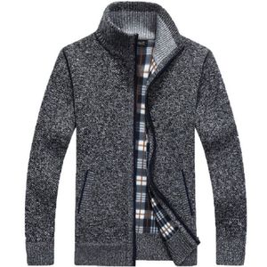 Herentruien winter dik gebreide trui jas lange mouw vidaars fleece volledige zip mannelijke causale plus size kleding voor herfst 221124