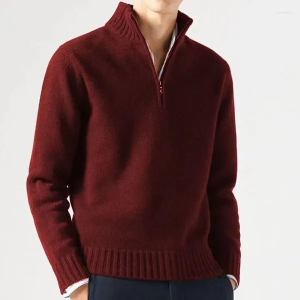 Suéteres para hombres Invierno Espesar Suéter cálido Hombres Medio cuello alto Slim Fit Jersey Casual Masculino 2024