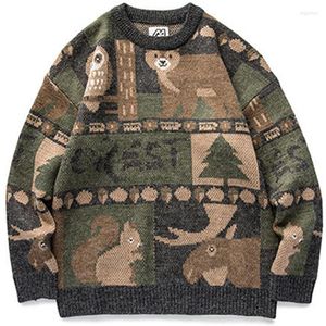 Pulls pour hommes hiver Vintage pull hommes japonais mignon ours Couples pull tricoté Hip Hop Harajuku Streetwear vêtements hauts hommes Olga22