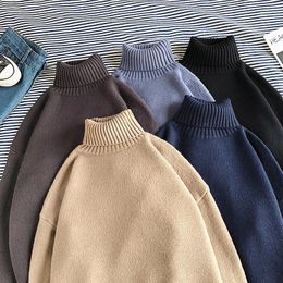 Herentruien winter warme heren turtleneck massieve kleur casual gebreide pullovers 2022 harajuku outswear