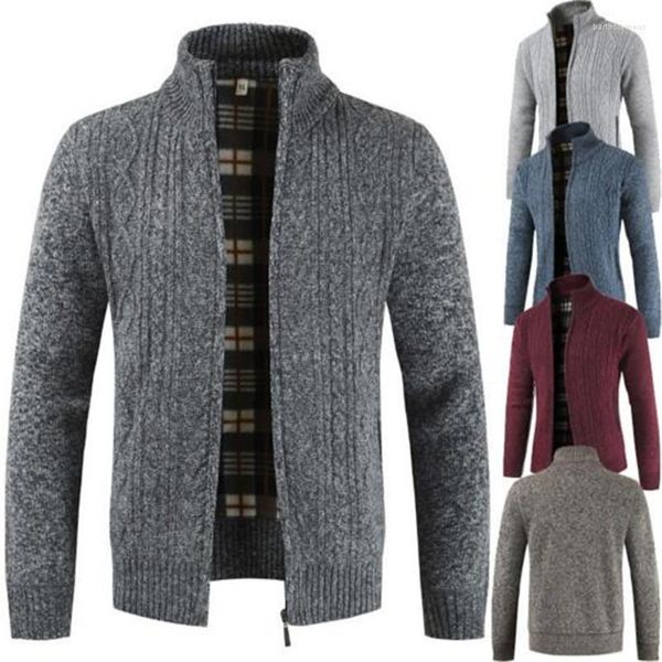 Suéteres para Hombre, suéter cálido de invierno, abrigo grueso de terciopelo para Hombre, ropa para Hombre, cárdigan Formal informal con cremallera, abrigos para Hombre