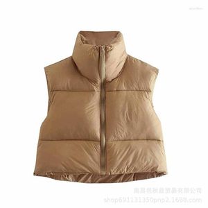 Pulls pour hommes Femmes Mode Hem réglable Zip-up Crop Gilet rembourré Vintage Col haut sans manches Femme Vêtements de dessus Chic Vest Tops