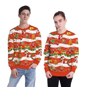 Heren Sweaters Vrouwen Man Lelijke Kerstmis 3D Tree Candy Sock Bells Gedrukt Kerstmis Pullovers Tops Couples Grappige Sweatshirts Kleding