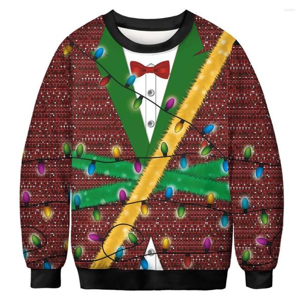 Pulls pour hommes Femmes Hommes Drôle Tacky Ugly Christmas Sweater 3D Digital Printing Couples Pulls Holiday Party Year Jumpers Tops