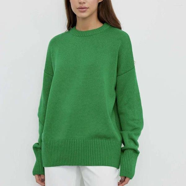 Suéteres para hombres Prendas de punto verdes para mujer Suéter vintage cálido básico Punto de gran tamaño Mujer gruesa suelta Jersey sólido Jumper 2023