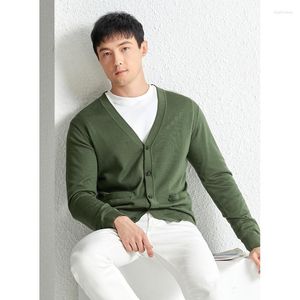Mannen Truien Kamgaren Vest 2023 Herfst Koreaanse Single Breasted Truien Heren Lange Mouw Mannelijke Trui Jas Met Zakken