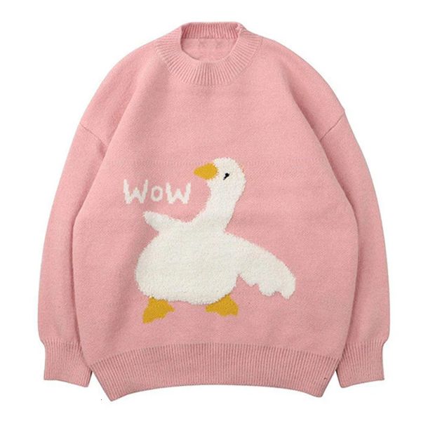 Pulls pour hommes Wow hommes coréen automne dessin animé motif d'oie pulls femmes hip hop streetwear lâche pull homme surdimensionné pull de canard tricoté 231215