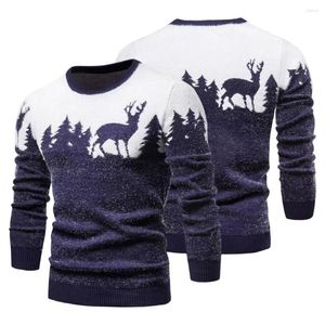 Men's Sweaters Xmas Sweater Year Elastic Keep Warm Contrast Color Men Christmas Winter For Daily Wear