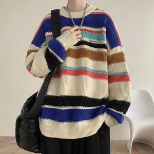 Pulls pour hommes Y2K Pull rayé noir et blanc Homme Automne et hiver Rétro Langoureux Vent Lâche Marée Veste de marque