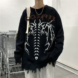 Herentruien y2k gotische kleding skelet heren streetwear harajuku -stijl mode emo trui kabel gebreide trui trui trui trui 230815