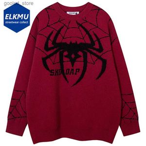Men's Sweaters Y2K Spider Sweater Men Punk Goth Knitwear Streetwear Harajuku Hip Hop Oversized Sweaters Pullover Knit Sweater Jumper Tops 2023 Q231026