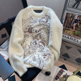 Herentruien Y2K Sweater American Street Angel Dikke Sweater Dames Crewneck Brand Creative Autumn and Winter Fashion Knitwear Top 230815