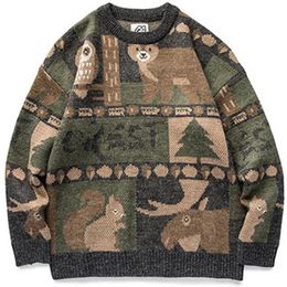 Suéteres para hombres Y2k invierno vintage suéter hombres japonés lindo oso mujeres suéter de punto jersey hip hop harajuku streetwear hombres ropa tops 231021