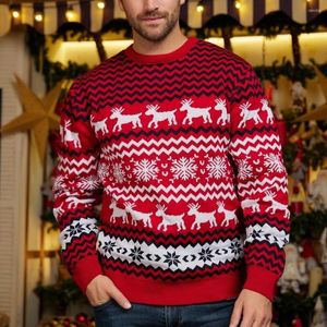 Pulls pour hommes Vêtements de l'année Femmes Hommes Rouge Noël Famille Couples Jumpers Chaud Épais Casual O Cou Tricots Hiver À Manches Longues