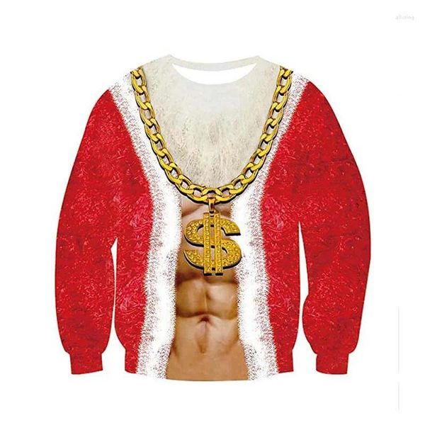 Pulls pour hommes Année Noël Cosplay Y2K Pulls Noël 2024 Père Noël à motifs Tops Vêtements laids drôles pour hommes Vêtements