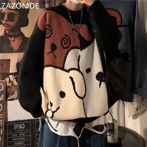 Hommes Pulls ZAZOMDE Harajuku Dessin Animé Ours Vintage Pull Hommes Hiver Chaud Épais Tricoté Pulls Couples Pull Hip Hop Vêtements Hommes 220928