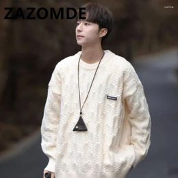 Pulls pour hommes Zazomde hommes tricots couleur unie col rond manches longues tricoté mâle pull hiver mode haute rue chaud