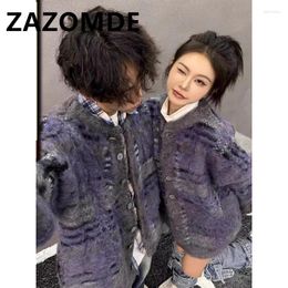 Pulls pour hommes Zazomde hiver vintage surdimensionné streetwear Y2K vêtements tricotés pull jacquard mode couple cardigan pull manteau