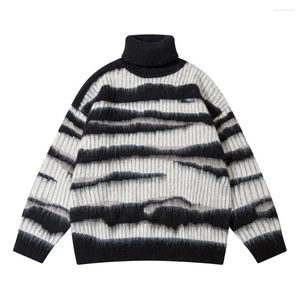 Pulls pour hommes Zebra rayé pull à col roulé automne et hiver crin de cheval décontracté à manches longues col de pile jumsweater marque de mode