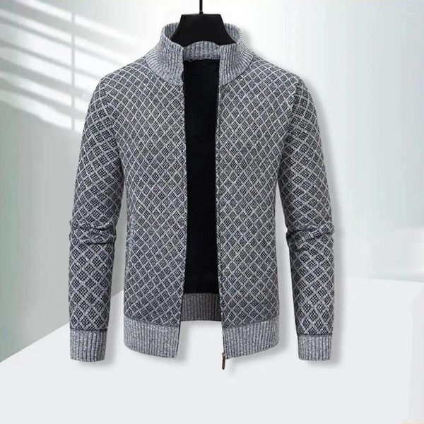 Pulls pour hommes Zip-up Stand Col Pull Hommes Manteau Confortable Cardigan Tricoté Élégant Col Chaud Pour L'automne