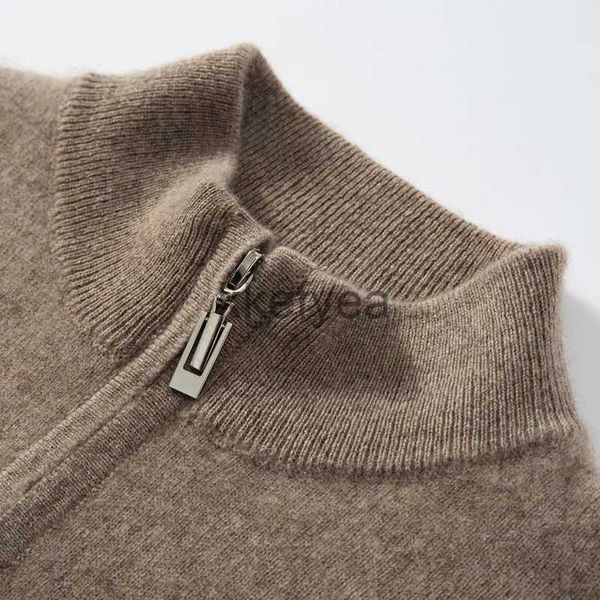 Suéteres para hombres Cuello con cremallera Suéter para hombres 100% Cabra Cashmere Knit Jumper Suave Cálido Venta caliente Jersey de manga completa Color sólido Ropa masculina WL01 J231219