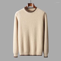 Pulls pour hommes Zocept 100 Pull en laine mérinos pour hommes hiver épaissi mode décontracté jacquard motif rayé pull tricoté vintage