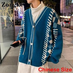 Hommes chandails Zongke bleu Cardigans pour hommes vêtements d'hiver pull vêtements Cardigan chinois taille 2XL 2023 automne arrivées
