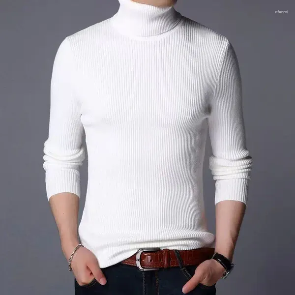 Suéteres para hombres Zongke White Turtleneck Hombres Ropa Alto Cuello Jersey Suéter Vintage Punto Tortuga Cuello Hombre Ropa 2XL 2023