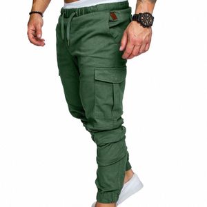 Pantalons de survêtement pour hommes Pantalons légers Plus Taille Hommes Casual Couleur Solide Taille Cordon Multi Poches LG Cargo Pantalon Poids Pan M8L5 #