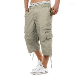 Pantalones de chándal para hombre Cintura elástica para hombre Combat 3/4 Pantalones largos hasta la rodilla Cargo Men1