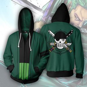 Sweat à capuche pour hommes Anime One Piece Roronoa Zoro Hoodies Hommes Cosplay Sweat à capuche Harajuku Hoodies Hommes Monkey D. Luffy Vêtements Manteau 201113