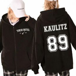 Sweatshirts pour hommes Sweat à capuche Anime Allemagne Rock Band Tokio Hotel Kaulitz 89 Sweats à capuche Veste zippée Tokio Hotel Graphic Vestes noires y8rj #
