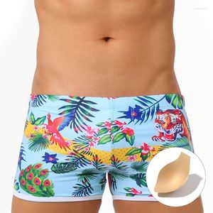 Maillots de bain pour hommes 2023 Marque Hommes Maillot de bain Vintage Prints Boxer Shorts Polyester Spandex Taille basse Séchage rapide Respirant Swim Trunk Sexy